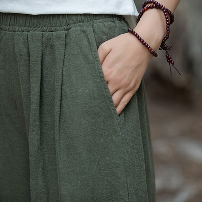 Buddha Stones Retro Wide Leg Pants Casual Women's Yoga Pants With Pockets - image 34