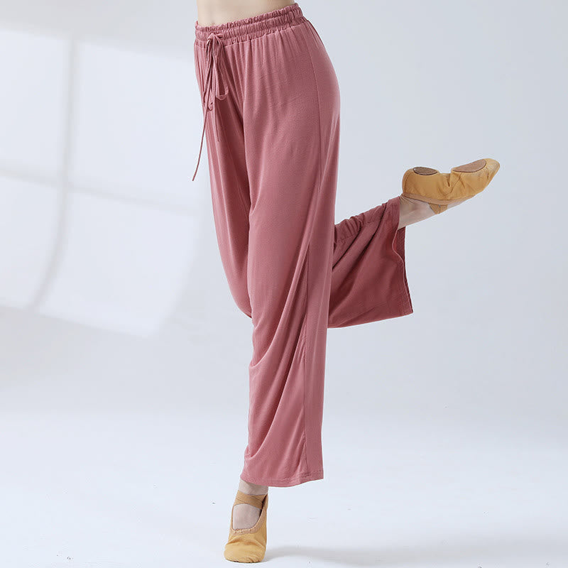 Buddha Stones Loose Modal Drawstring Wide Leg Pants For Yoga Dance - Palevioletred - US12，UK/AU16，EU44 (3XL) - image 4