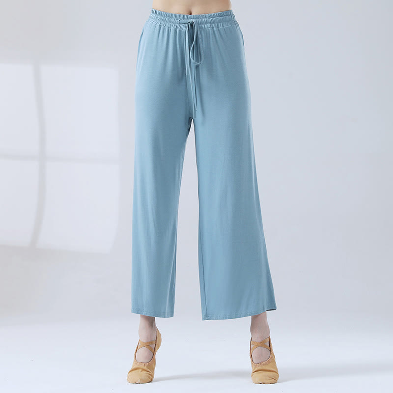 Buddha Stones Loose Modal Drawstring Wide Leg Pants For Yoga Dance - Blue - US12，UK/AU16，EU44 (3XL) - image 5