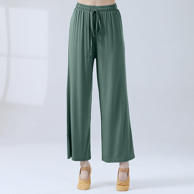 Buddha Stones Loose Modal Drawstring Wide Leg Pants For Yoga Dance - Light Sea Green - US12，UK/AU16，EU44 (3XL) - image 8