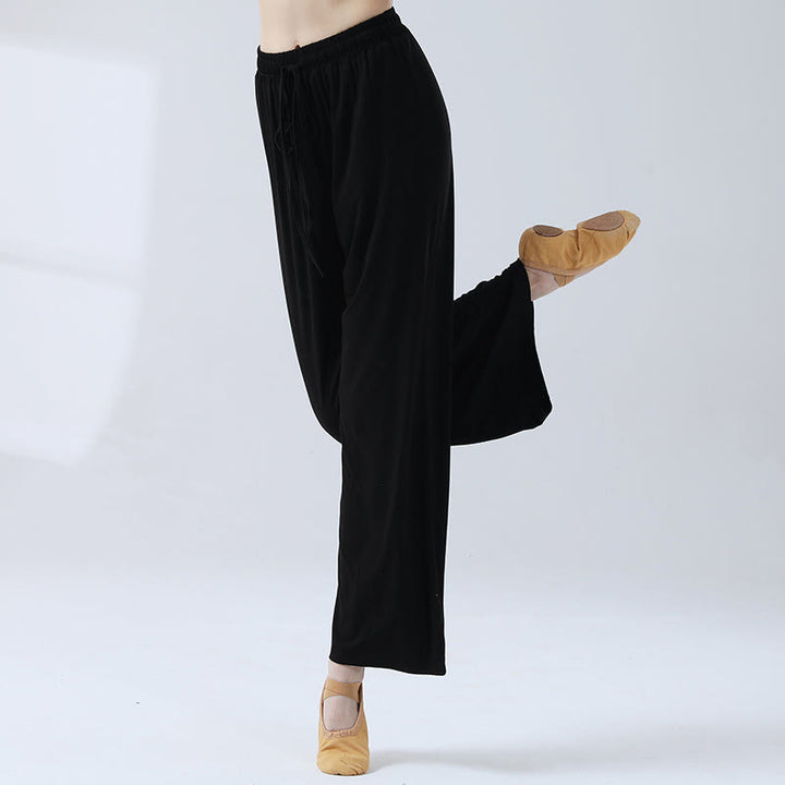 Buddha Stones Loose Modal Drawstring Wide Leg Pants For Yoga Dance - Black - US12，UK/AU16，EU44 (3XL) - image 9
