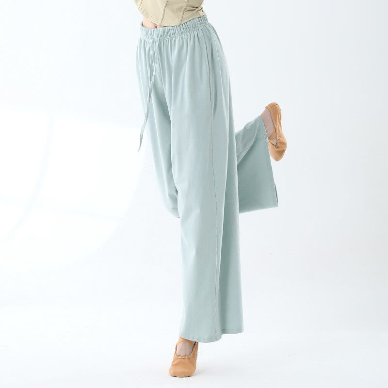 Buddha Stones Loose Cotton Drawstring Wide Leg Pants For Yoga Dance With Pockets - Light Blue - US6，UK/AU10，EU38 (XL) - image 12