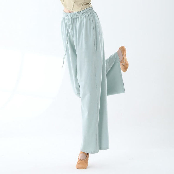 Buddha Stones Loose Cotton Drawstring Wide Leg Pants For Yoga Dance With Pockets - Light Blue - US6，UK/AU10，EU38 (XL) - image 12
