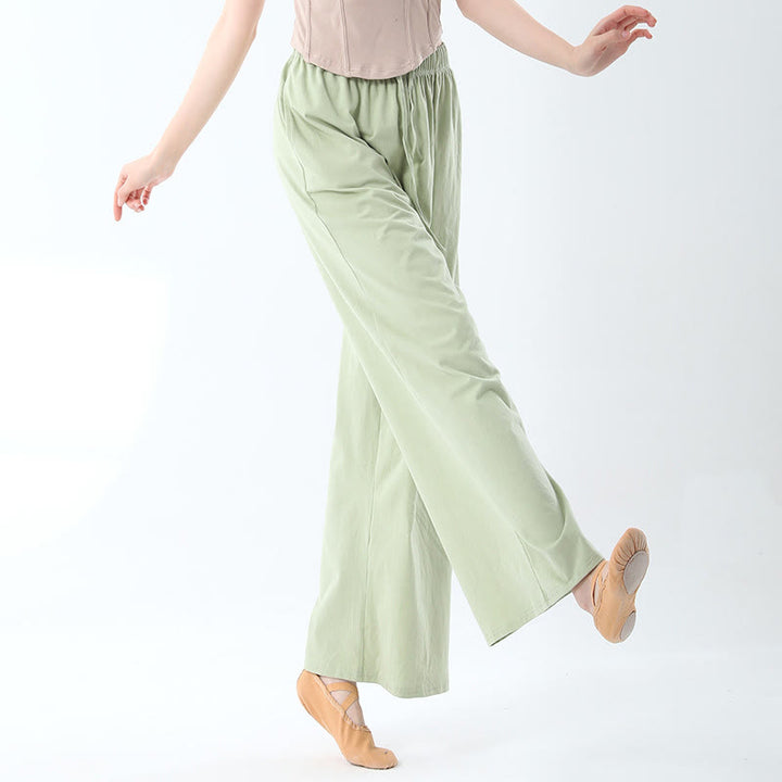 Buddha Stones Loose Cotton Drawstring Wide Leg Pants For Yoga Dance With Pockets - Light Green - US6，UK/AU10，EU38 (XL) - image 14