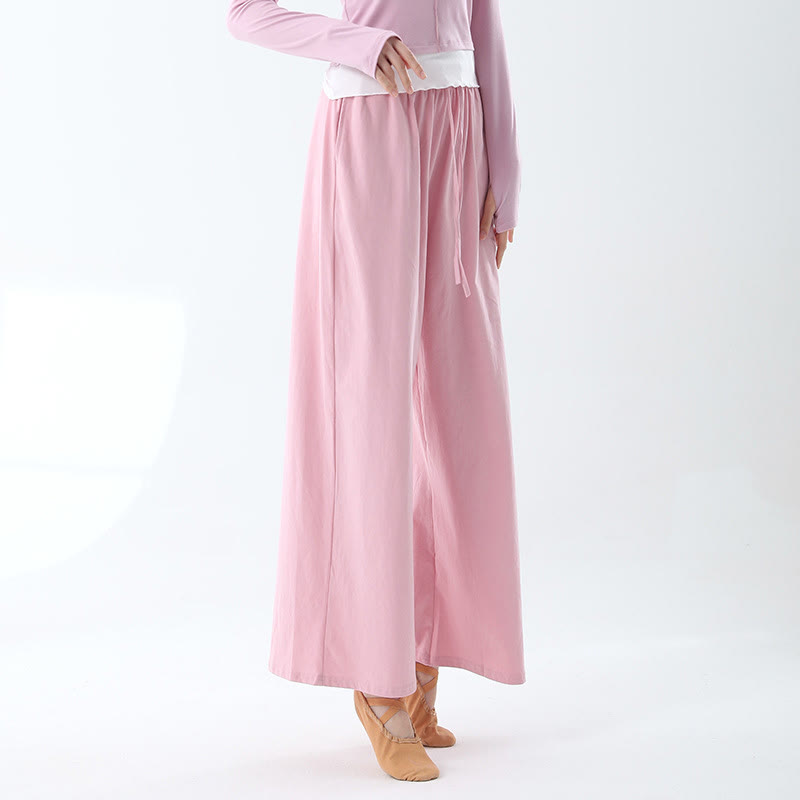 Buddha Stones Loose Cotton Drawstring Wide Leg Pants For Yoga Dance With Pockets - Pink - US6，UK/AU10，EU38 (XL) - image 10