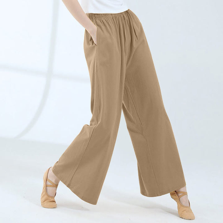 Buddha Stones Loose Cotton Drawstring Wide Leg Pants For Yoga Dance With Pockets - Light Brown - US6，UK/AU10，EU38 (XL) - image 38