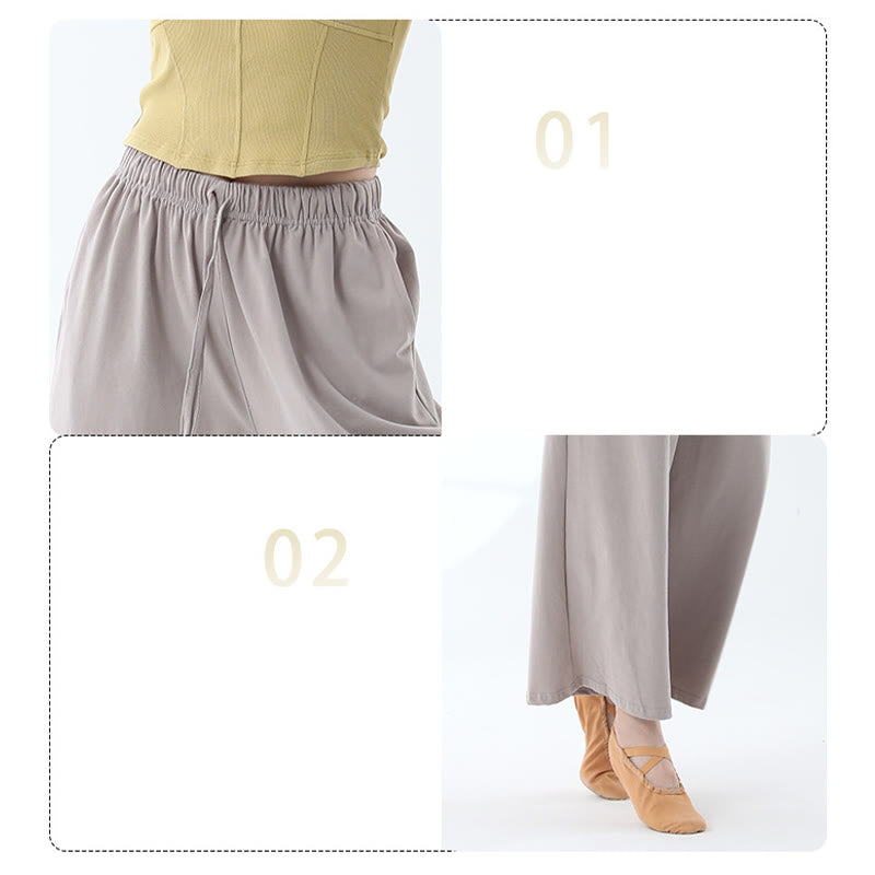 Buddha Stones Loose Cotton Drawstring Wide Leg Pants For Yoga Dance With Pockets - image 19
