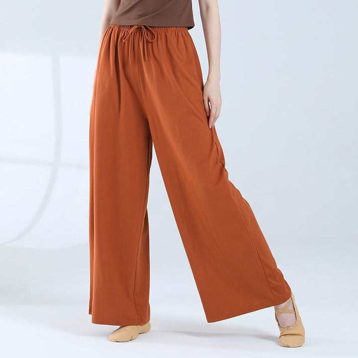 Buddha Stones Loose Cotton Drawstring Wide Leg Pants For Yoga Dance With Pockets - image 32