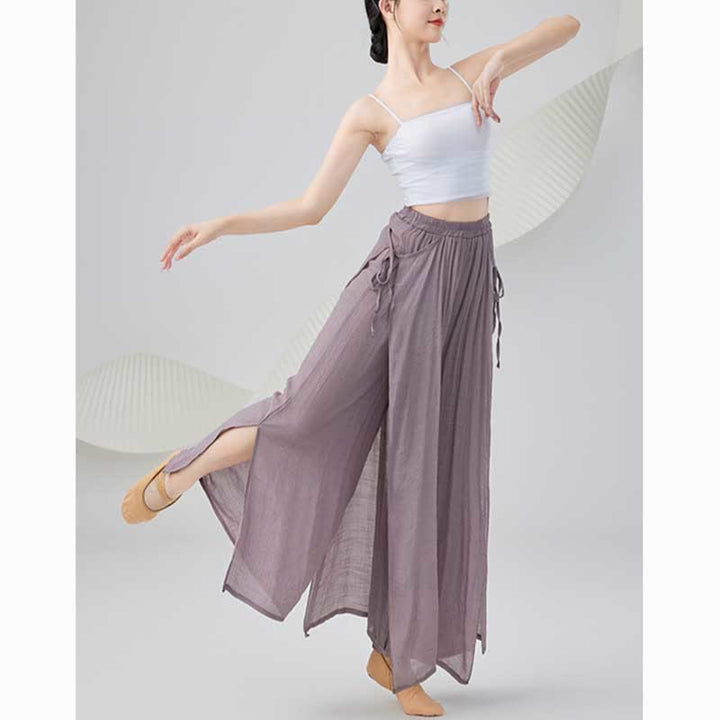 Buddha Stones Solid Color Loose Cotton Linen Wide Leg Pants For Yoga Classical Dance - image 2