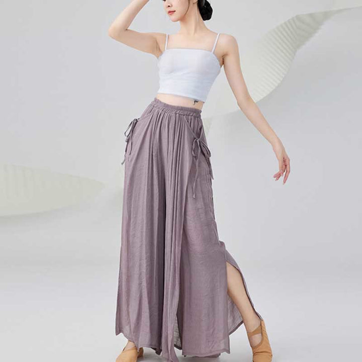 Buddha Stones Solid Color Loose Cotton Linen Wide Leg Pants For Yoga Classical Dance - image 5