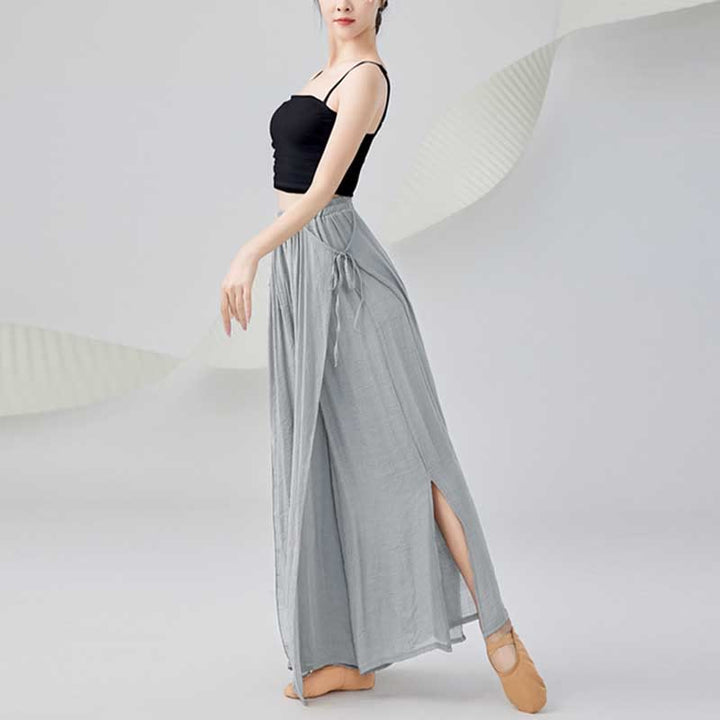 Buddha Stones Solid Color Loose Cotton Linen Wide Leg Pants For Yoga Classical Dance - image 8