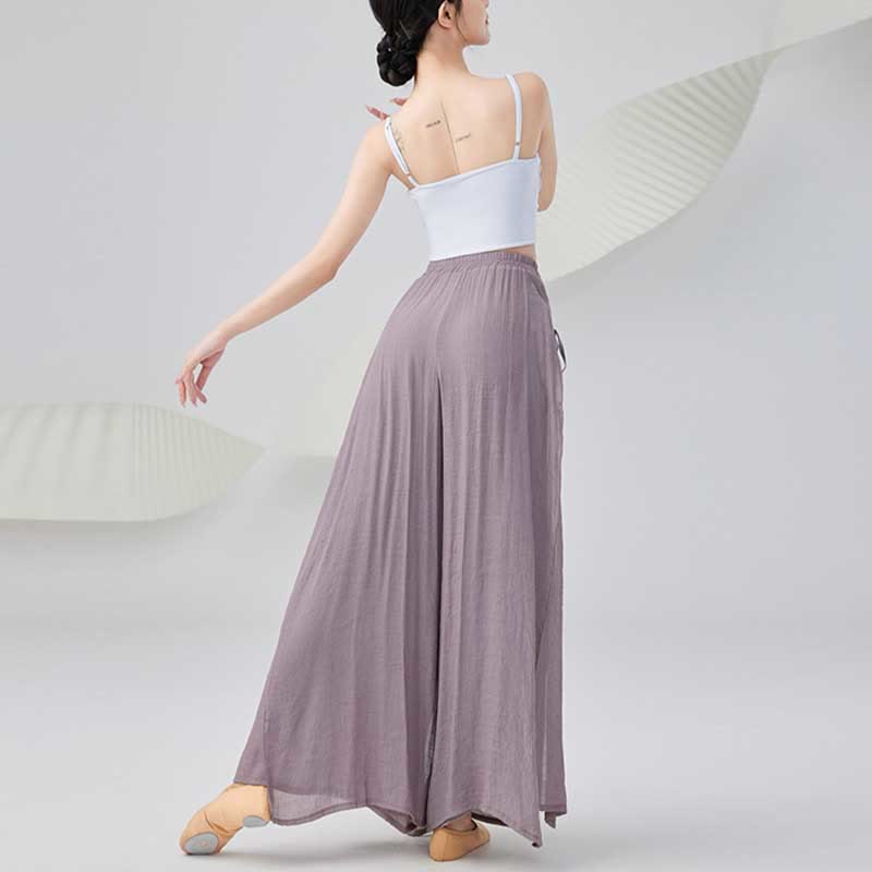 Buddha Stones Solid Color Loose Cotton Linen Wide Leg Pants For Yoga Classical Dance - image 4