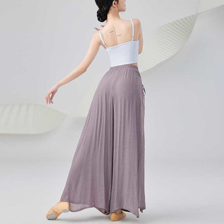 Buddha Stones Solid Color Loose Cotton Linen Wide Leg Pants For Yoga Classical Dance - image 4