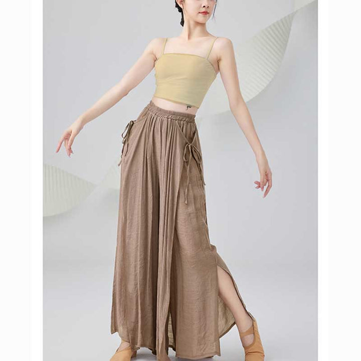 Buddha Stones Solid Color Loose Cotton Linen Wide Leg Pants For Yoga Classical Dance