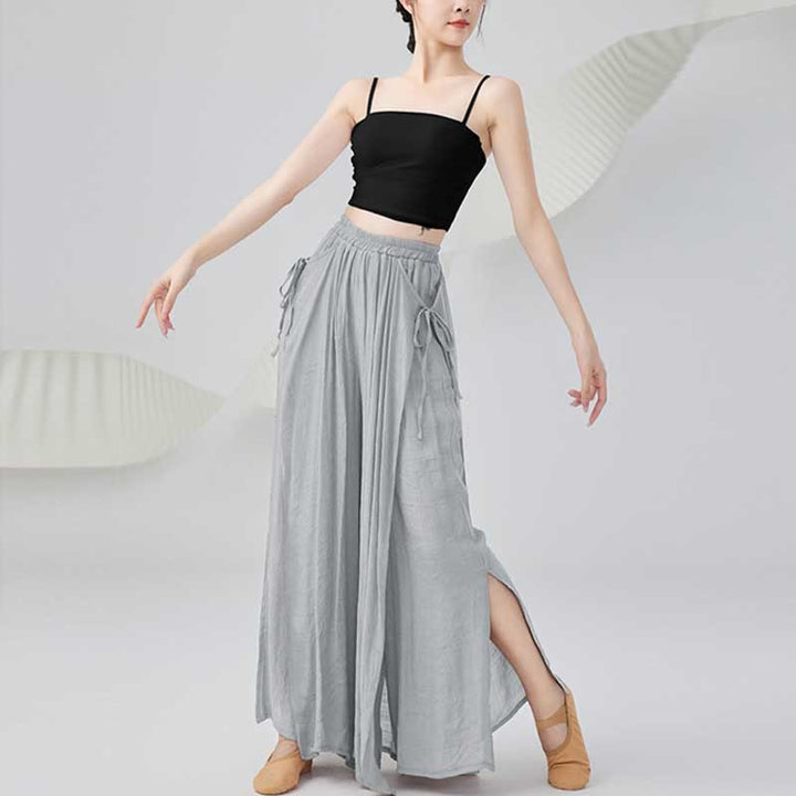 Buddha Stones Solid Color Loose Cotton Linen Wide Leg Pants For Yoga Classical Dance - image 7