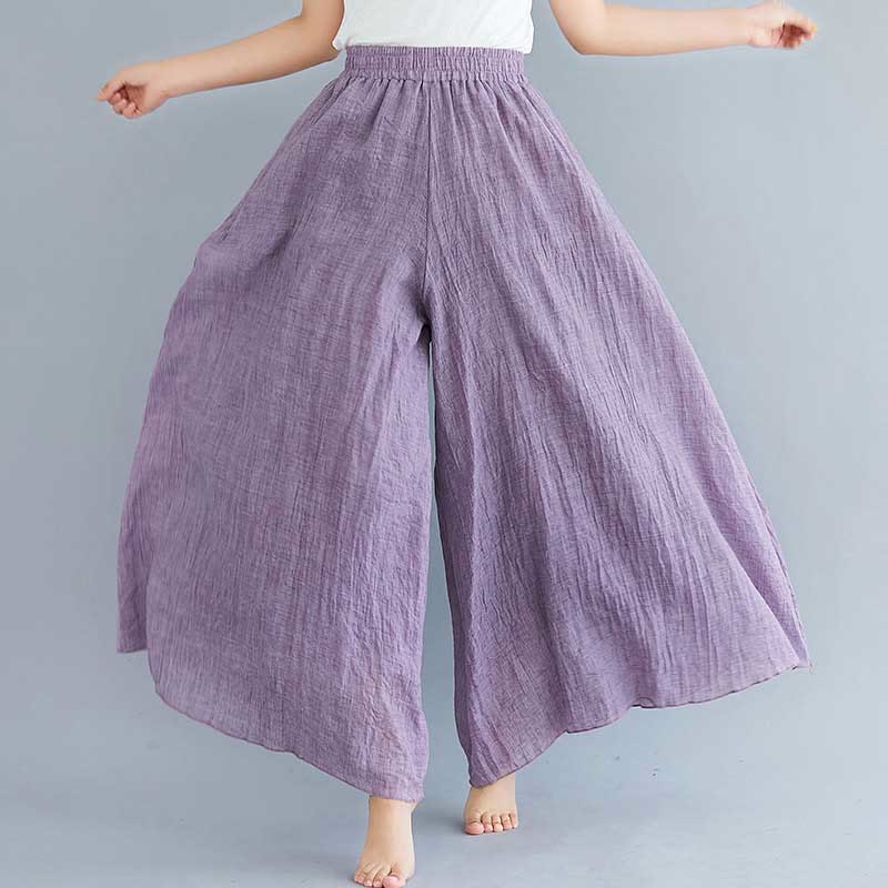 Buddha Stones Women Casual Loose Cotton Linen Wide Leg Pants For Yoga Dance - Purple - US2，UK/AU6，EU34 (M) - image 21