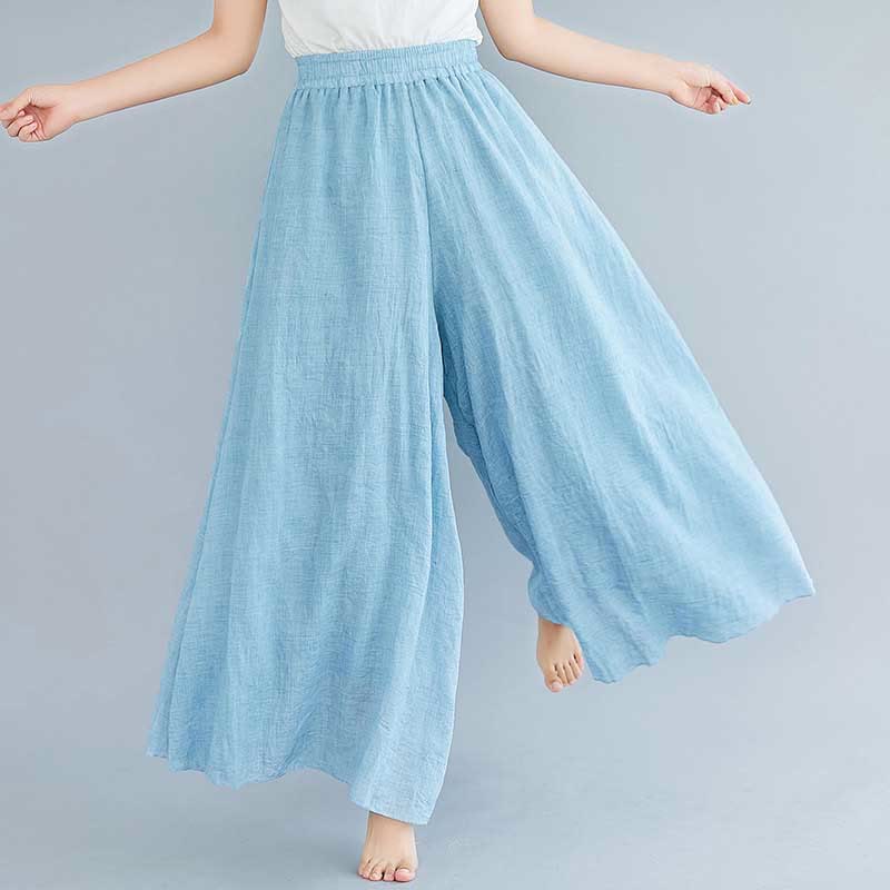 Buddha Stones Women Casual Loose Cotton Linen Wide Leg Pants For Yoga Dance - Light Blue - US2，UK/AU6，EU34 (M) - image 33