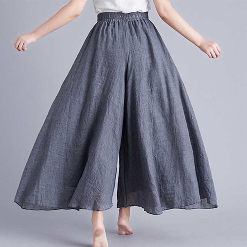 Buddha Stones Women Casual Loose Cotton Linen Wide Leg Pants For Yoga Dance - Dark Gray - US2，UK/AU6，EU34 (M) - image 46