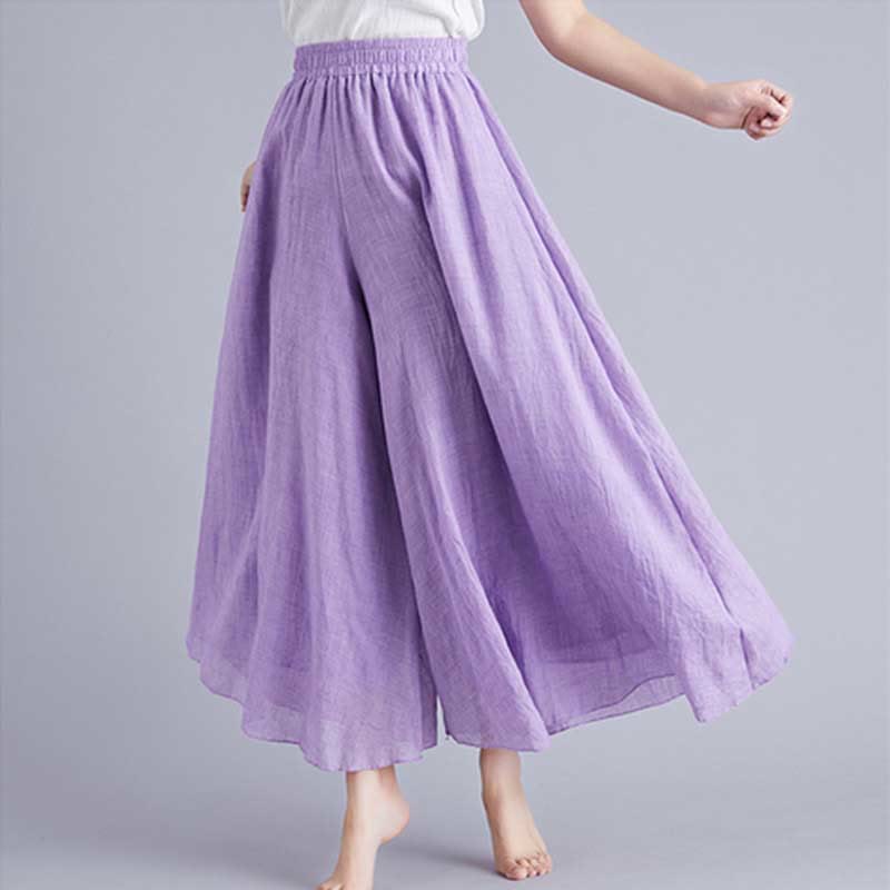 Buddha Stones Women Casual Loose Cotton Linen Wide Leg Pants For Yoga Dance - Violet - US2，UK/AU6，EU34 (M) - image 47