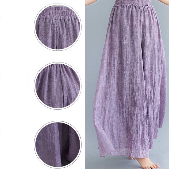 Buddha Stones Women Casual Loose Cotton Linen Wide Leg Pants For Yoga Dance - image 28