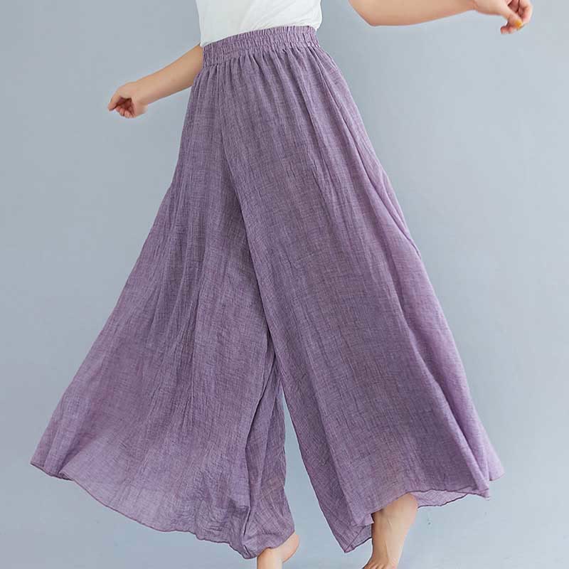 Buddha Stones Women Casual Loose Cotton Linen Wide Leg Pants For Yoga Dance