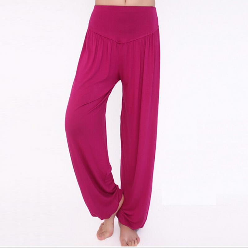 Buddha Stones Solid Color Yoga Dance Long Harem Pants - MediumVioletRed - US14，UK/AU18，EU46 (3XL) - image 51