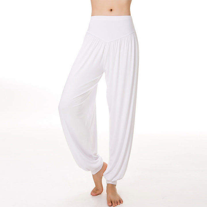 Buddha Stones Solid Color Modal Yoga Dance Long Harem Pants