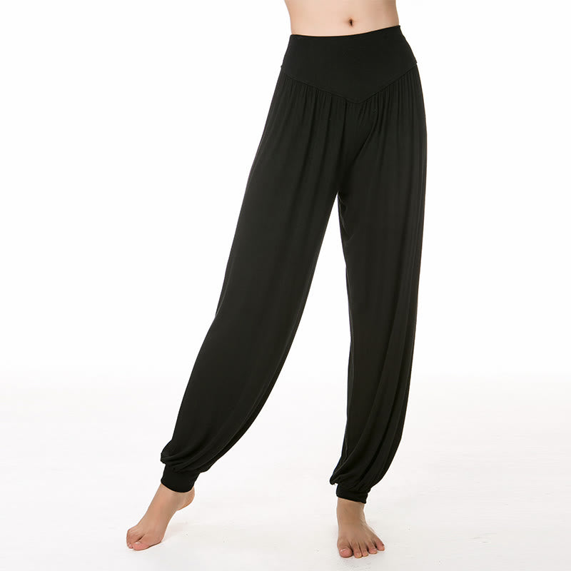 Buddha Stones Solid Color Modal Yoga Dance Long Harem Pants