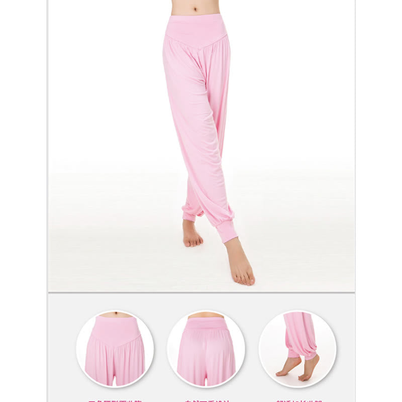 Buddha Stones Solid Color Yoga Dance Long Harem Pants - image 14