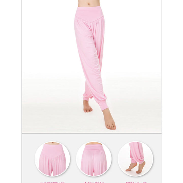 Buddha Stones Solid Color Yoga Dance Long Harem Pants - image 14