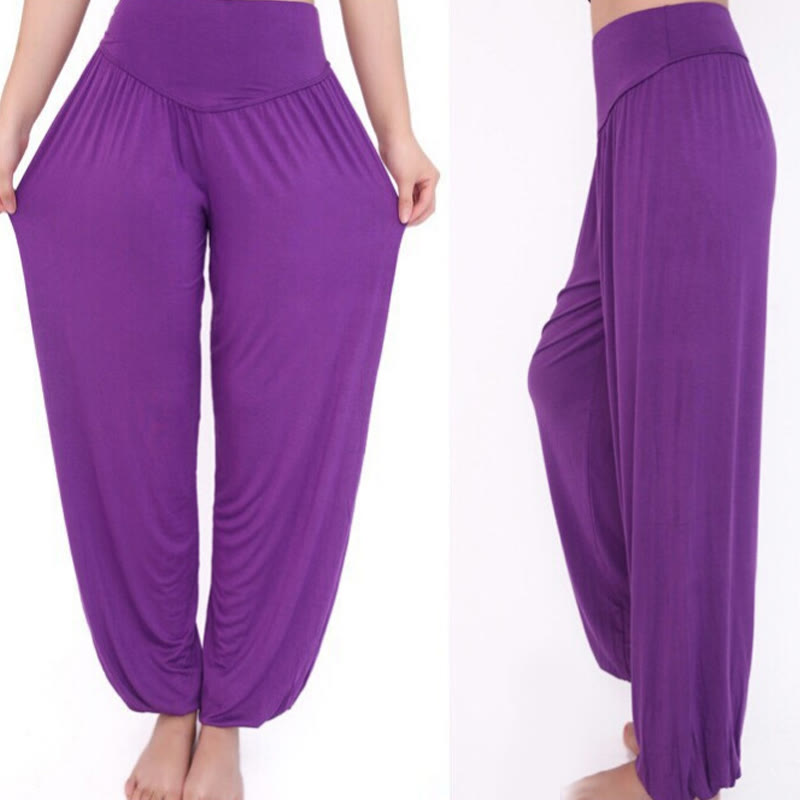 Buddha Stones Solid Color Modal Yoga Dance Long Harem Pants