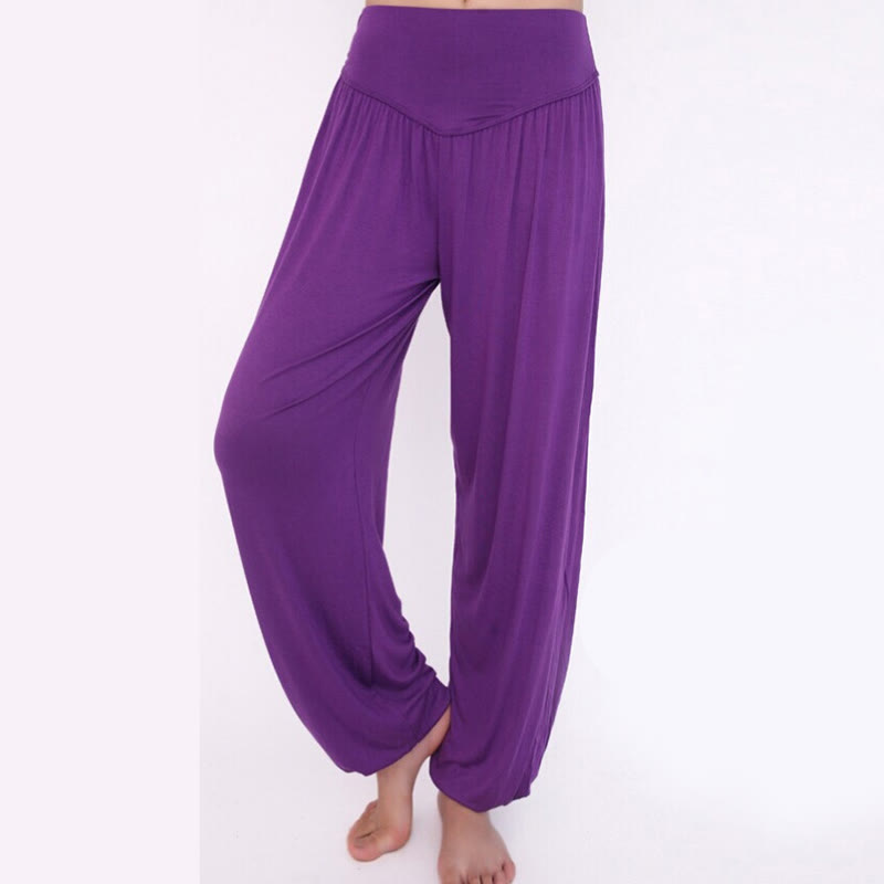 Buddha Stones Solid Color Modal Yoga Dance Long Harem Pants