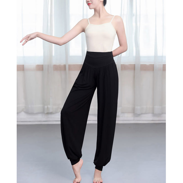 Buddha Stones Plain Color Loose Modal Yoga Dance Harem Pants - image 3