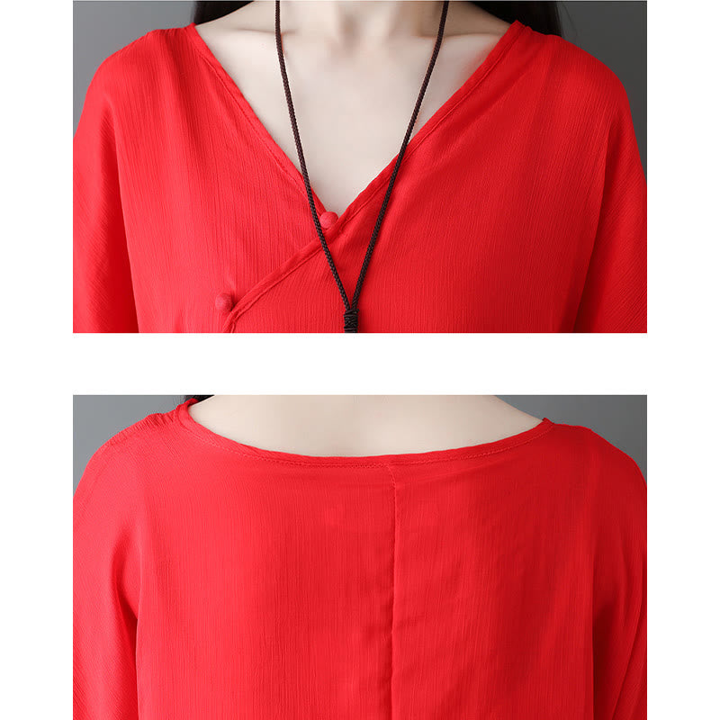 Buddha Stones V-Neck Midi Tunic Dress Wide Leg Pants Meditation Zen Practice Dance Clothing - image 14