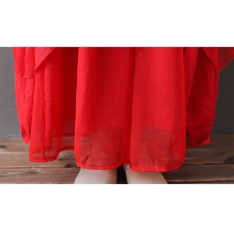 Buddha Stones V-Neck Midi Tunic Dress Wide Leg Pants Meditation Zen Practice Dance Clothing - image 19