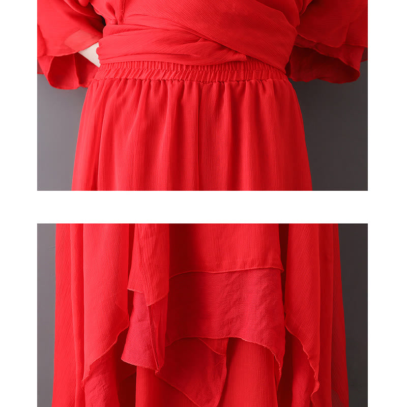 Buddha Stones V-Neck Midi Tunic Dress Wide Leg Pants Meditation Zen Practice Dance Clothing - image 16