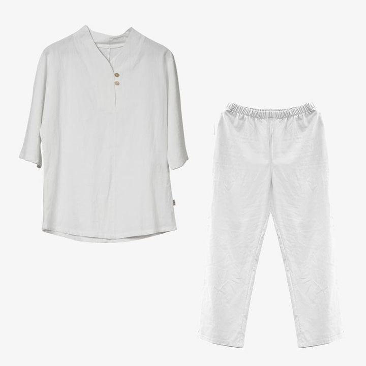 Buddha Stones 2Pcs Shirt Top Pants Meditation Zen Tai Chi Cotton Linen Clothing Women's Set - image 5