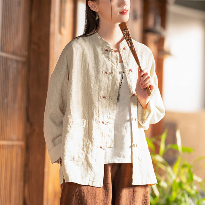 Buddha Stones Frog-Button Shirt Zen Meditation Top Clothing Cotton Linen Jacket - image 4