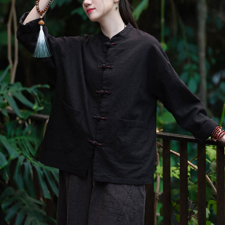 Buddha Stones Frog-Button Shirt Zen Meditation Top Clothing Cotton Linen Jacket - image 15