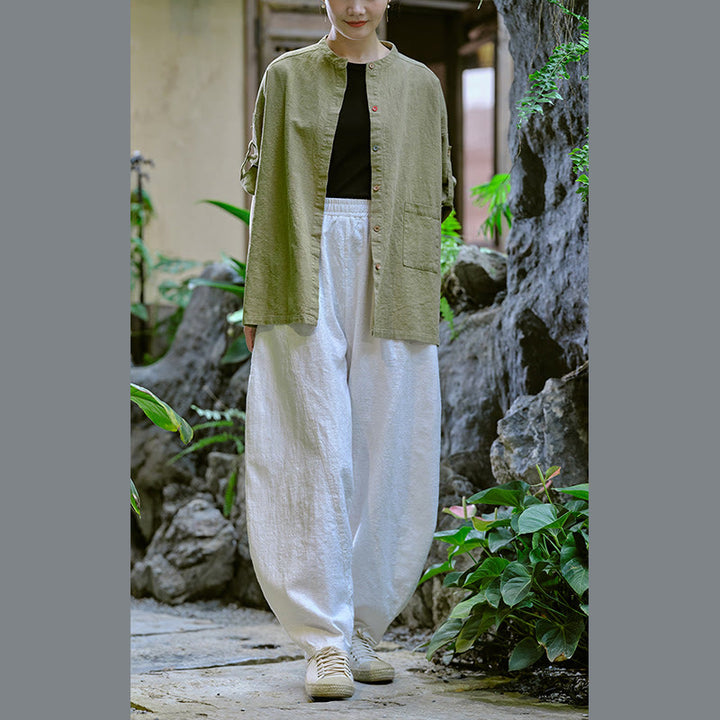 Buddha Stones Solid Color Loose Yoga Harem Pants With Pockets