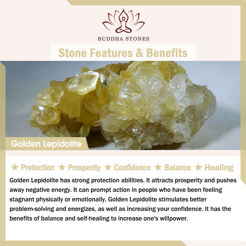 Buddha Stones Natural Golden Lepidolite Protection Prosperity Bracelet - image 8