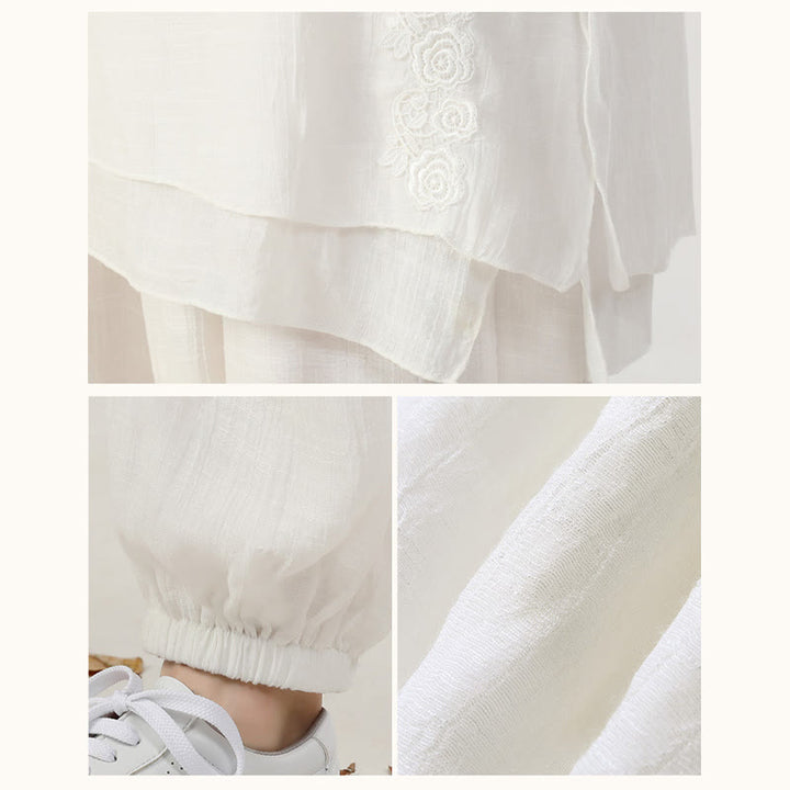 Buddha Stones 2Pcs Long Sleeve Frog-Button Meditation Prayer Zen Practice Tai Chi Uniform Clothing Women's Set - image 9