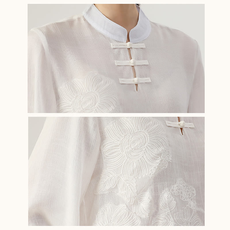 Buddha Stones 2Pcs Long Sleeve Frog-Button Meditation Prayer Zen Practice Tai Chi Uniform Clothing Women's Set - image 8