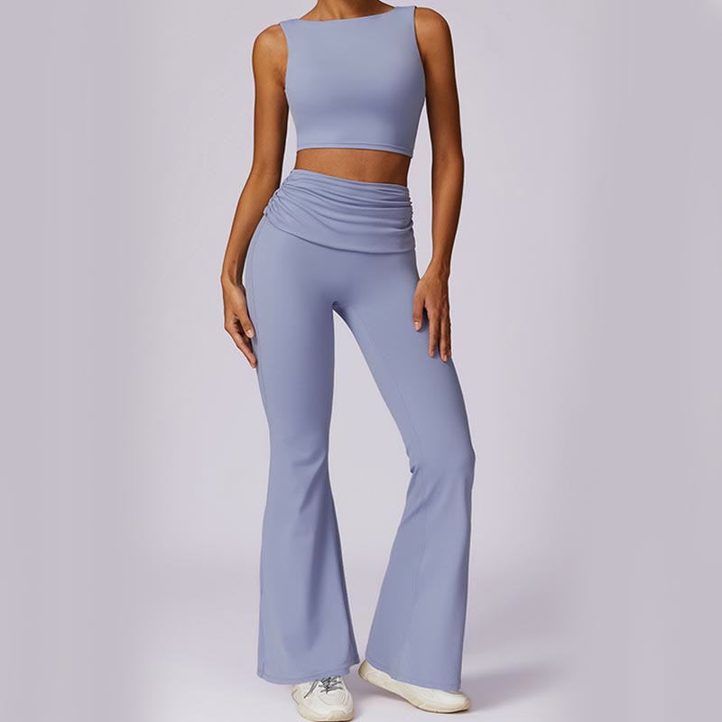 Buddha Stones Sleeveless Backless Strap Tank Top Bra Flared Pants Sports Fitness Yoga - image 22