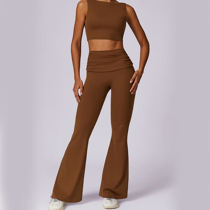 Buddha Stones Sleeveless Backless Strap Tank Top Bra Flared Pants Sports Fitness Yoga - image 74