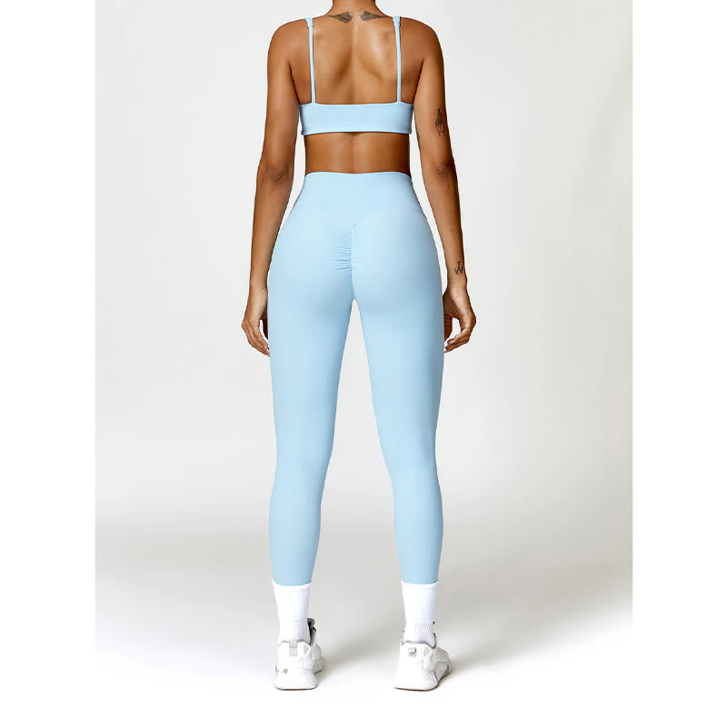 Buddha Stones Gym Sports Yoga Backless Bra Crop Tank Top Shorts - image 19