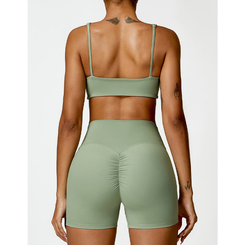 Buddha Stones Gym Sports Yoga Backless Bra Crop Tank Top Shorts - image 33