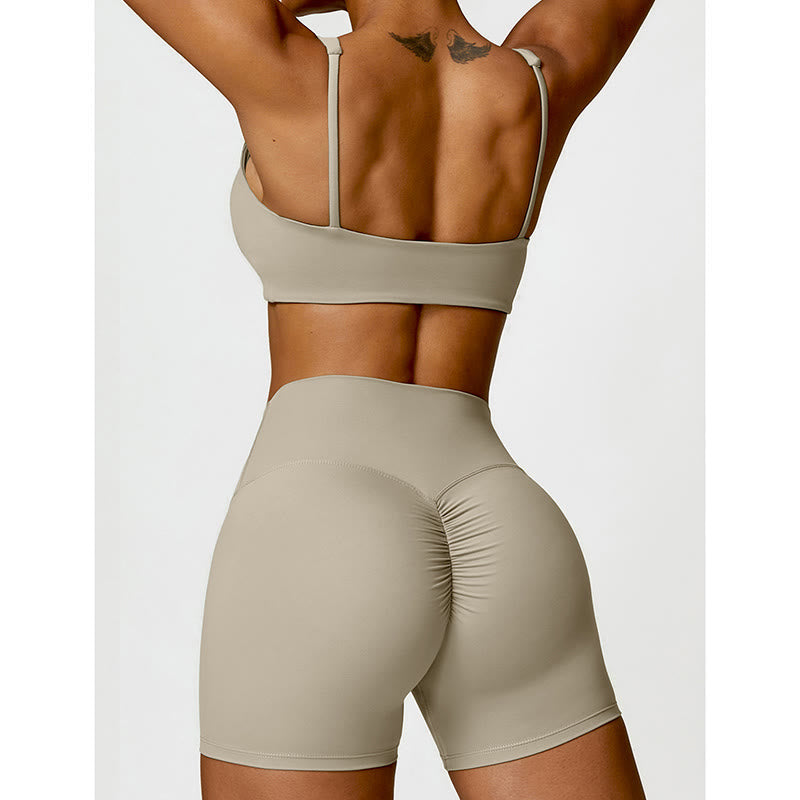 Buddha Stones Gym Sports Yoga Backless Bra Crop Tank Top Shorts - image 52