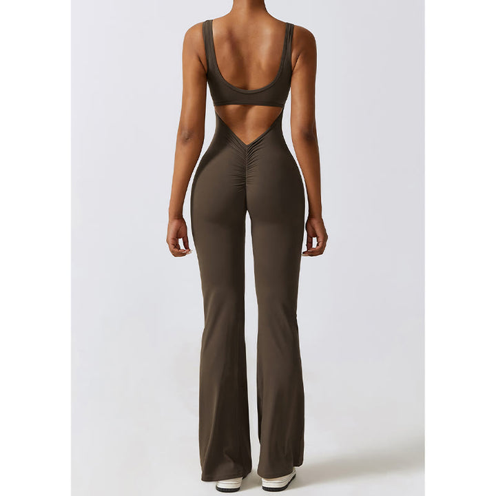 Buddha Stones Women Workout Sleeveless Jumpsuit Flare Pants Sports Fitness Yoga Bodysuit - image 16