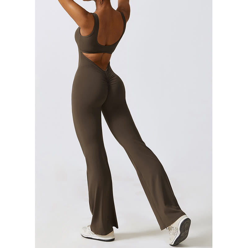 Buddha Stones Women Workout Sleeveless Jumpsuit Flare Pants Sports Fitness Yoga Bodysuit - image 13